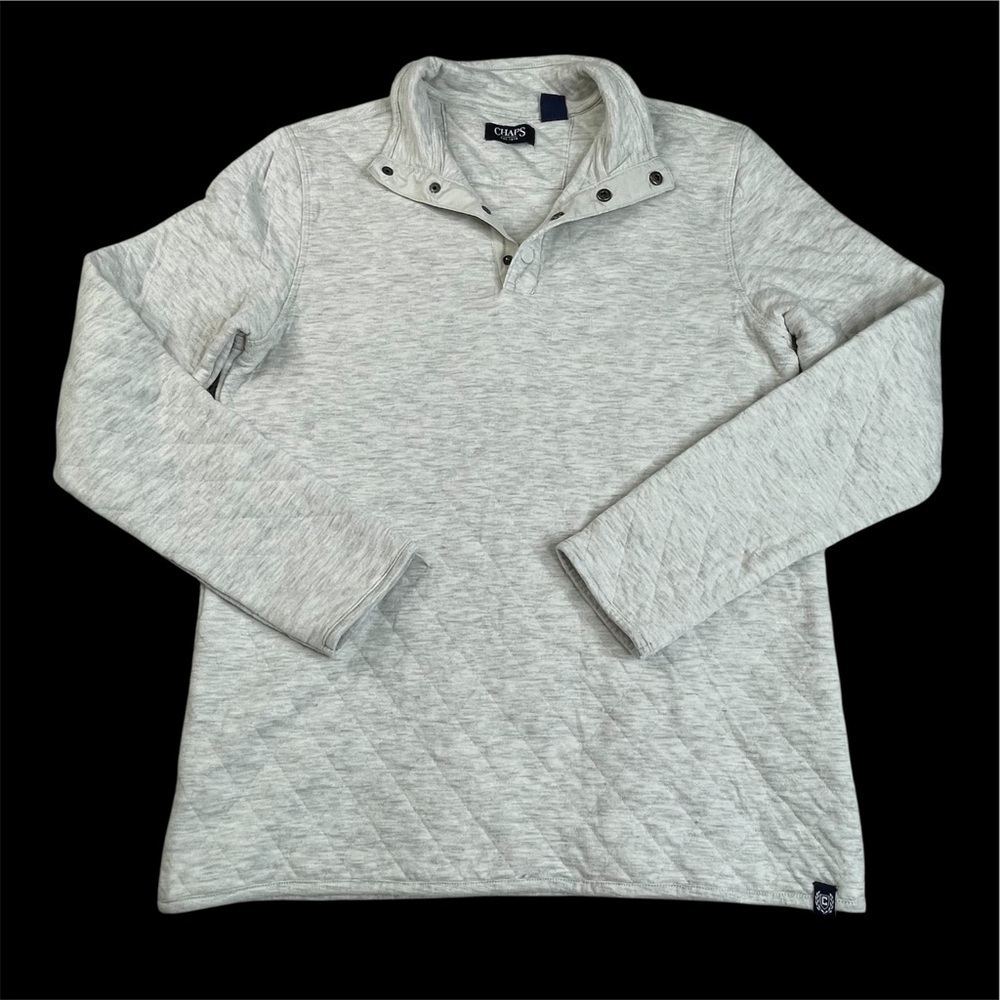 Chaps Men’s Quilted Pullover Mock Neck 1/4 Snap Buttons Mid Weight Small